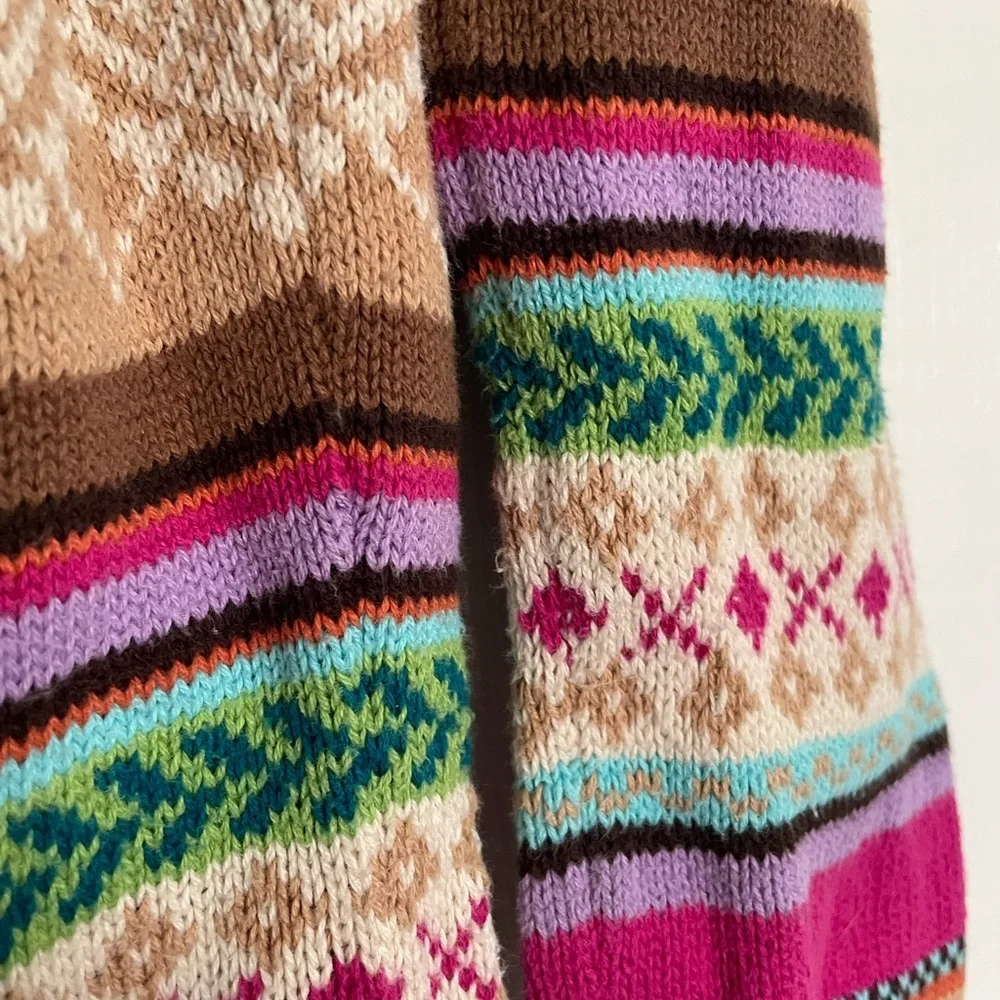 GAP Kids Girls L (10) Chunky Knit Multicolor Striped Sweater Dress 100% Cotton